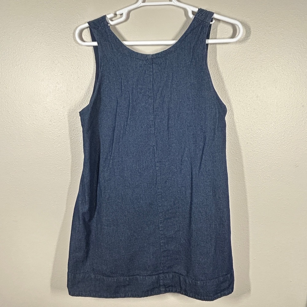 Rachel Zoe Blue Denim Shift Dress Sleeveless Pockets Lined XL Mini Cotton